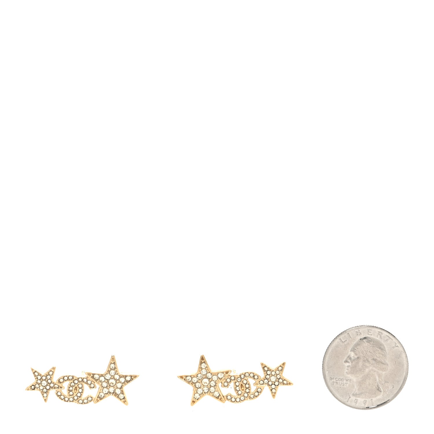 Chanel Crystal Star CC Earrings Gold 2 of 4