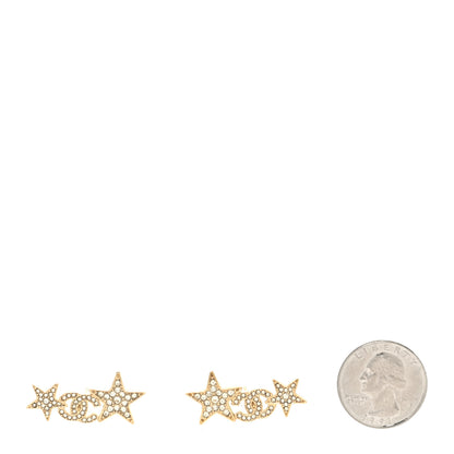 Chanel Crystal Star CC Earrings Gold 2 of 4