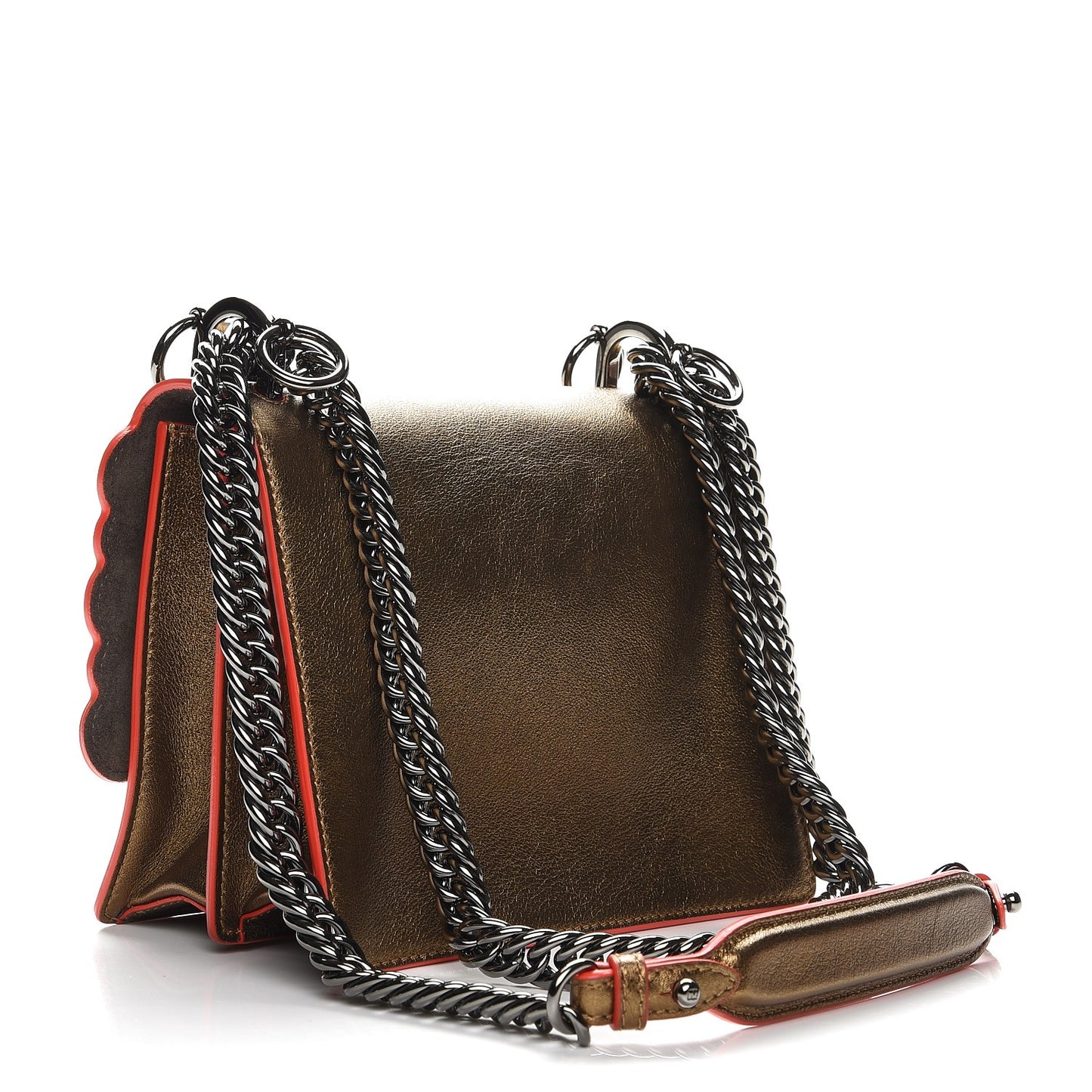 Vitello Catalan Mirror Scalloped Multi Studded Small Kan I Shoulder Bag Gold