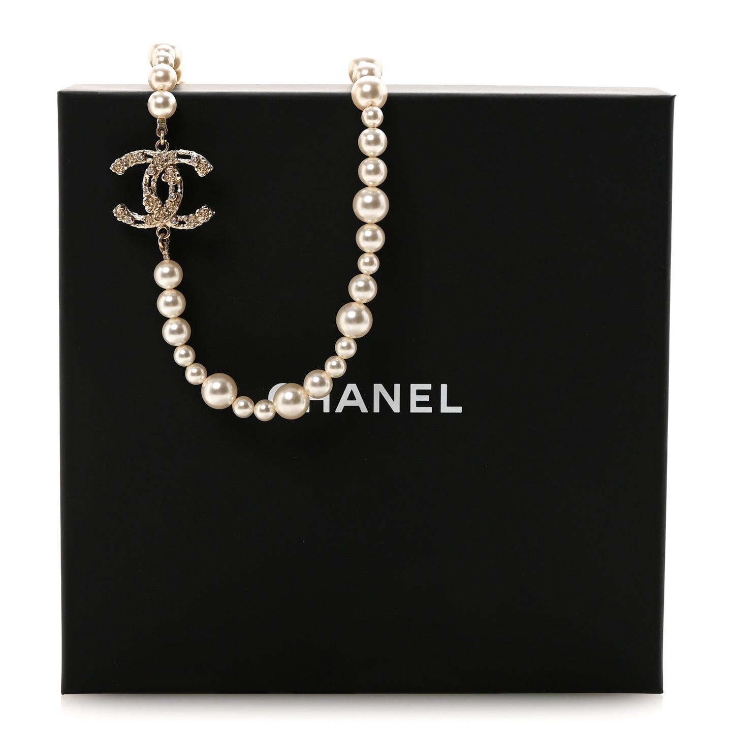 Pearl Crystal CC Choker Necklace Gold