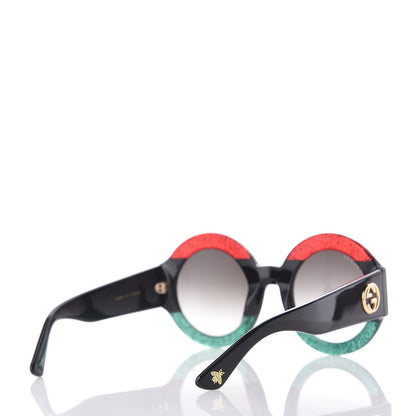 Gucci Acetate Round GG0084S Sunglasses Black Red Green 4 of 6