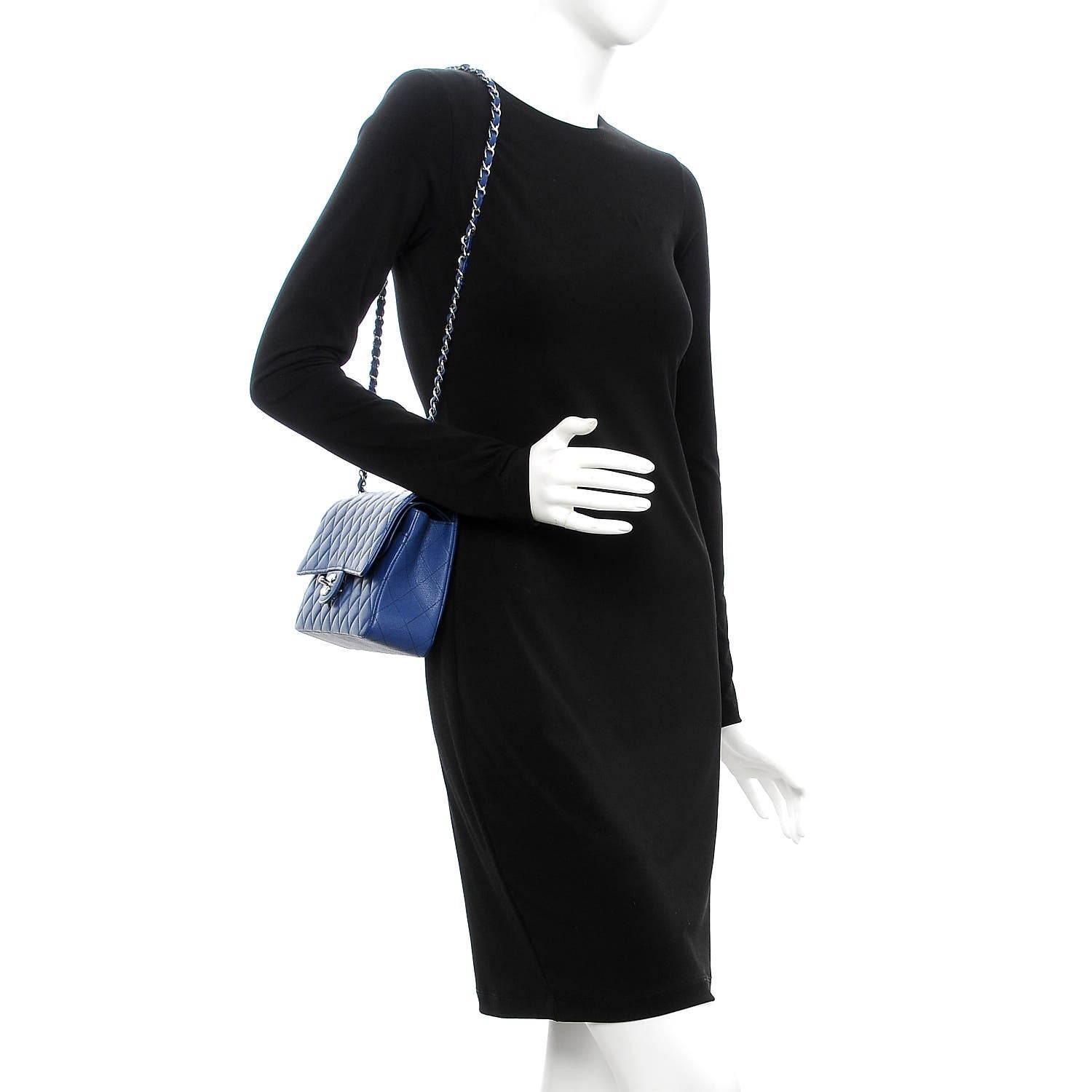 Chanel Caviar Quilted Medium Double Flap Dark Blue 2 of 9