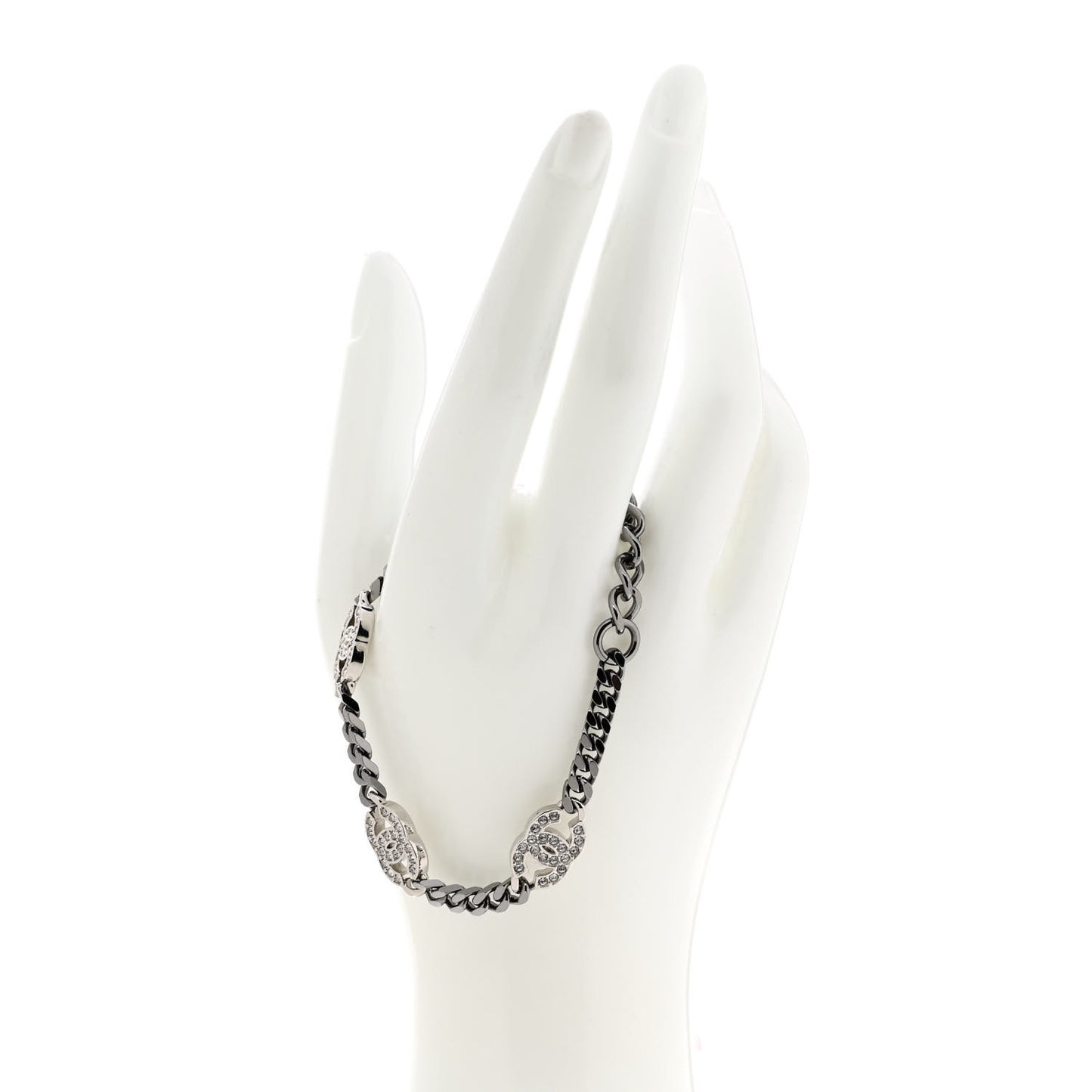 Crystal CC Chain Bracelet Silver