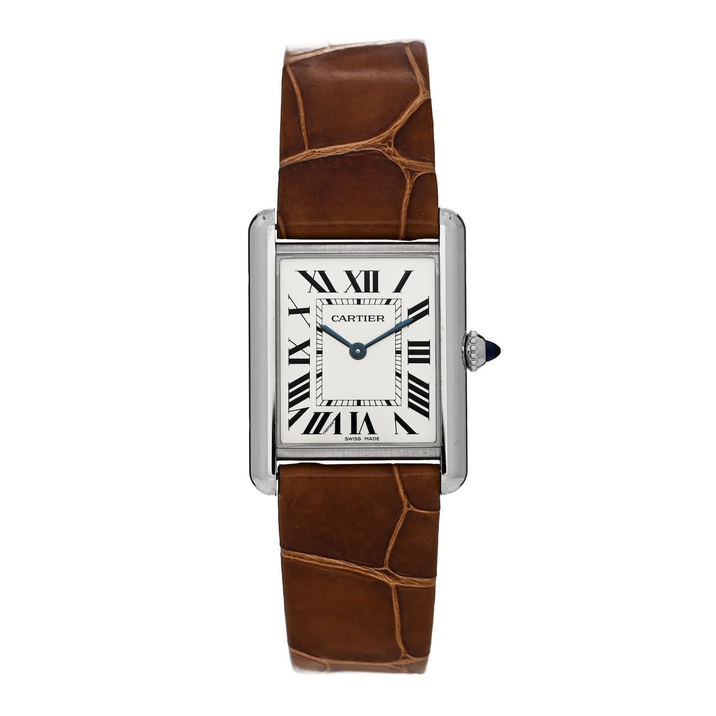 Stainless Steel Alligator 24mm Tank Solo Quartz Watch Brown