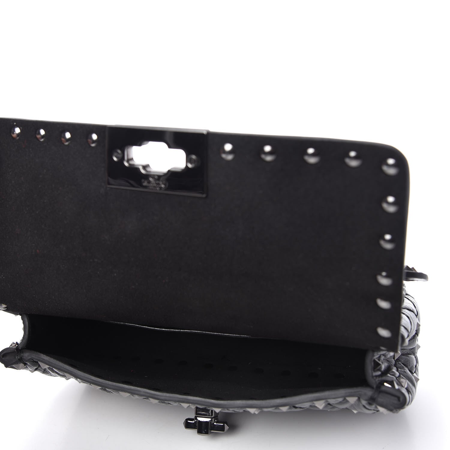 Valentino Garavani Craquele Nappa Small Rockstud Spike Shoulder Bag Black 5 of 9