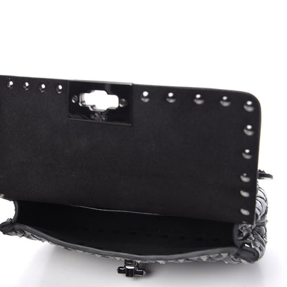 Valentino Garavani Craquele Nappa Small Rockstud Spike Shoulder Bag Black 5 of 9