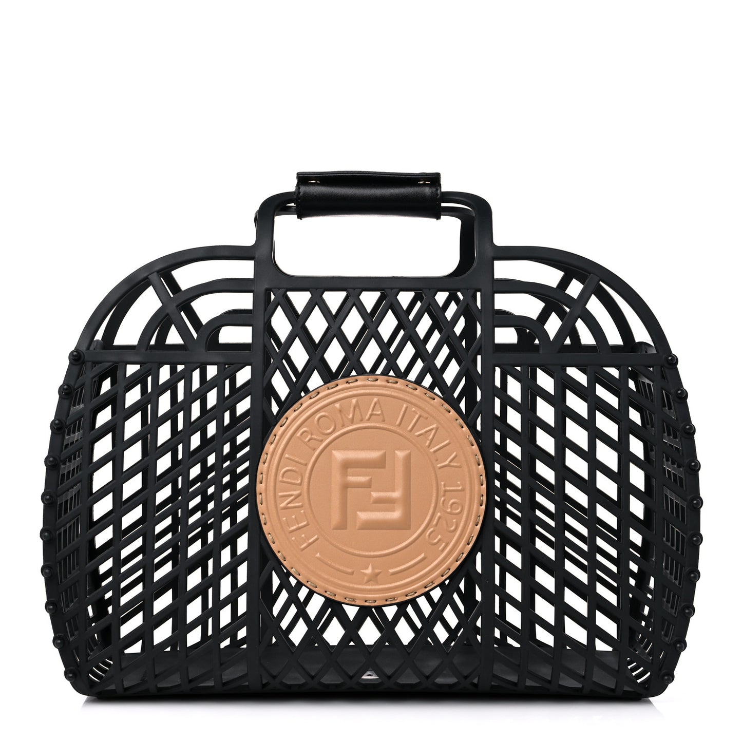Recycled Plastic Vitello Liberty Matte Medium Fendi Basket Black Miele Scuro