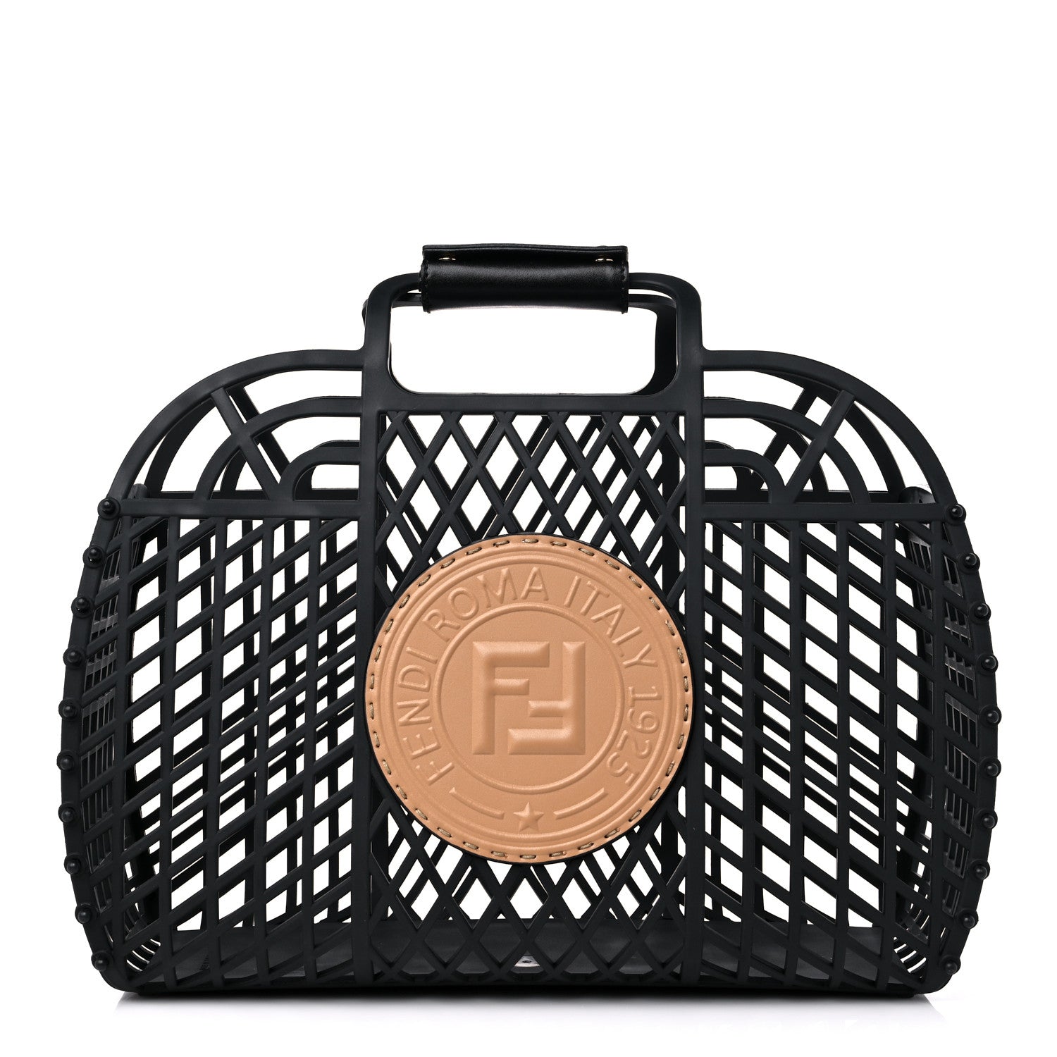 Fendi Recycled Plastic Vitello Liberty Matte Medium Fendi Basket Black Miele Scuro 1 of 13