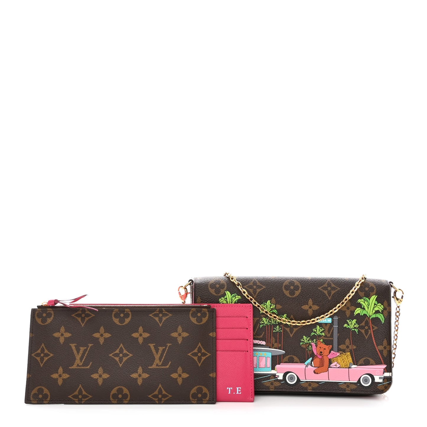 Monogram 2021 Christmas Animation Hollywood Pochette Felicie Chain Wallet Fuchsia