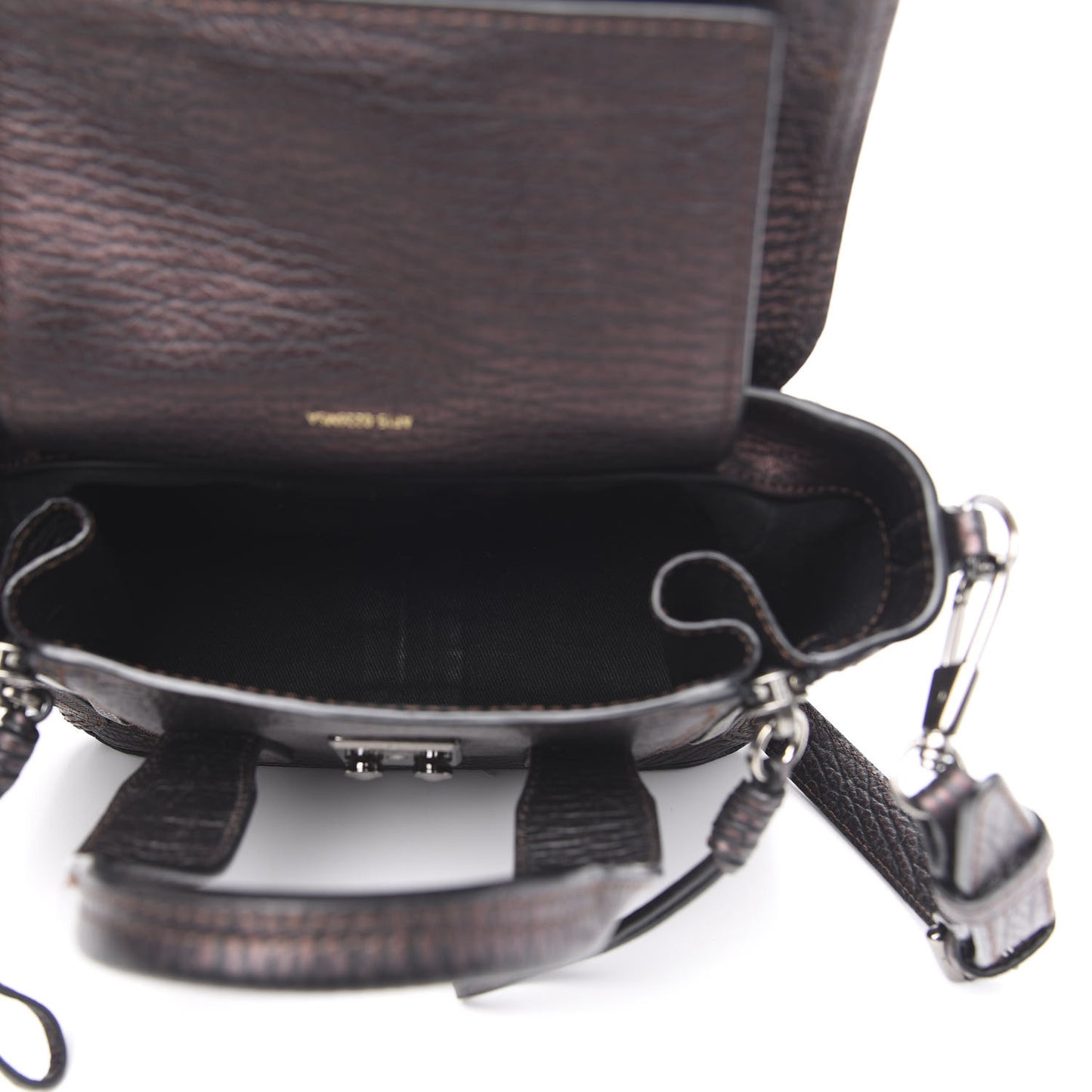 3.1 Metallic Textured Calfskin Mini Pashli Satchel Burgundy