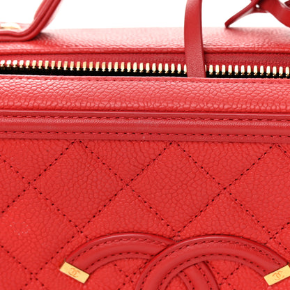 Chanel Caviar Quilted Medium CC Filigree Vanity Case Red 17 of 17