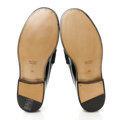 Gucci Millennial Ribot Cut Out Interlocking G Loafers 36 Black 5 of 9