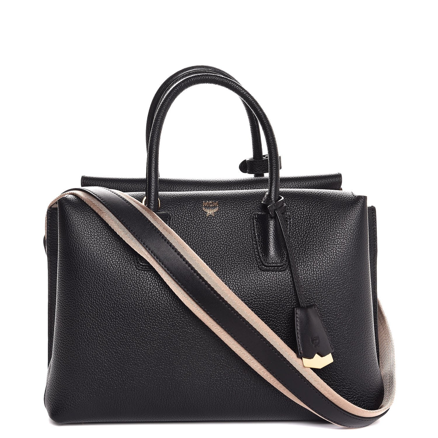 MCM Grained Calfskin Medium Milla Tote Black 1 of 8
