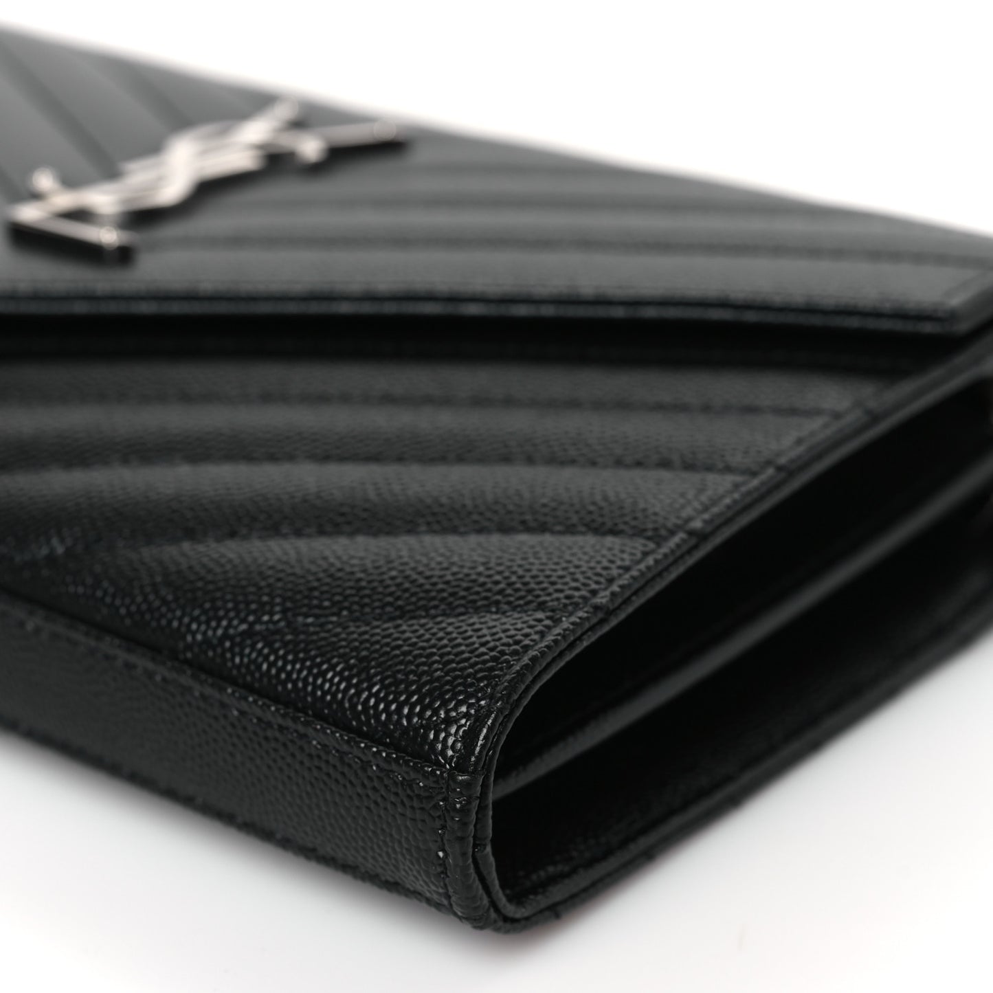 Grain De Poudre Matelasse Chevron Monogram Chain Wallet Black