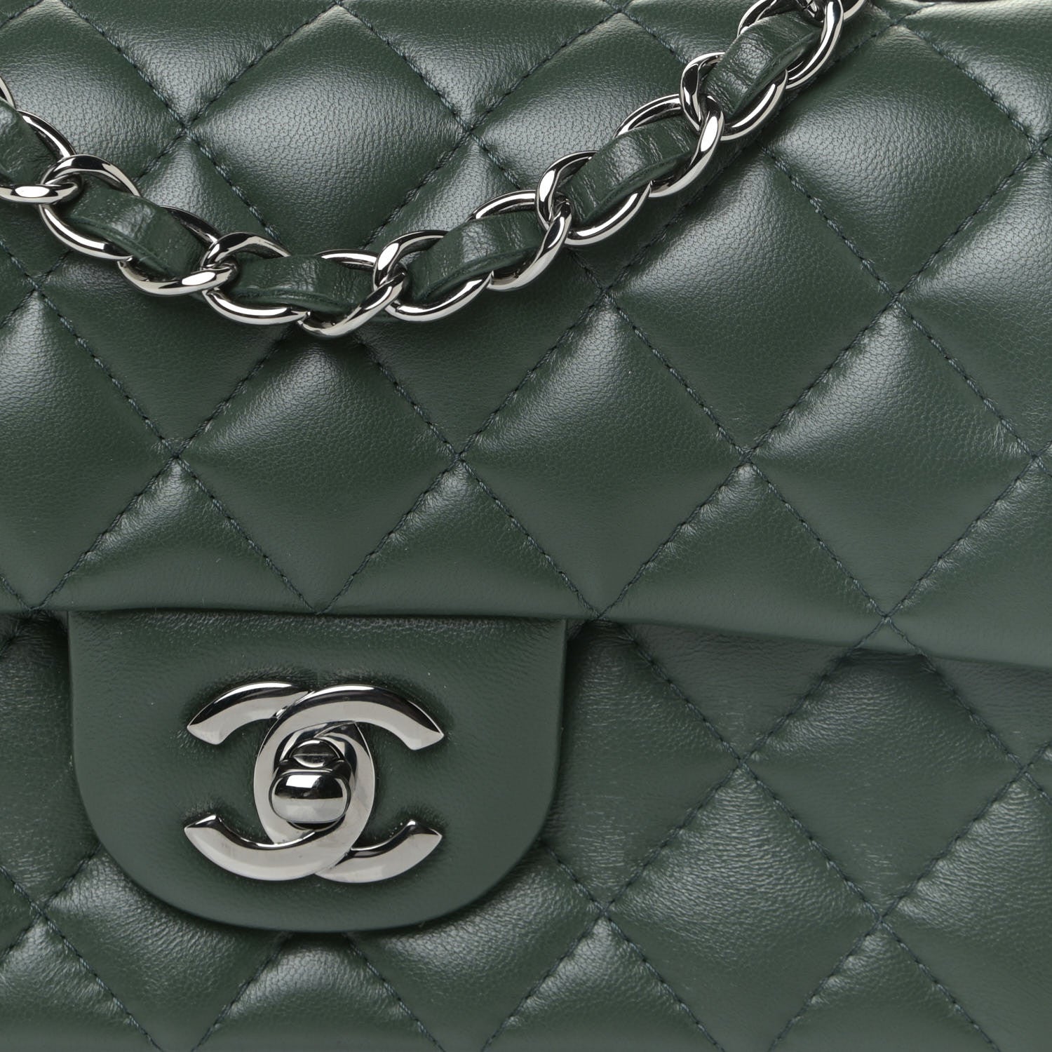 Chanel Lambskin Quilted Mini Rectangular Flap Green 8 of 15