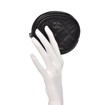 Chanel Lambskin Quilted Zip Around Classic Coin Purse Black 2 of 8