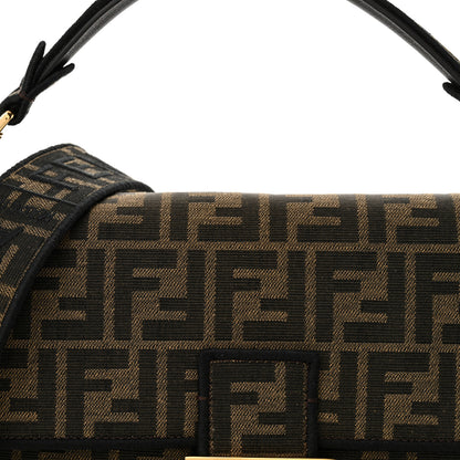 Fendi Fabric Jacquard FF 1974 Medium Baguette Tobacco Moro Black 7 of 10