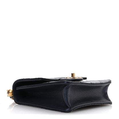 Chanel Iridescent Lambskin Quilted Chic Pearls Flap Navy Blue 4 of 11
