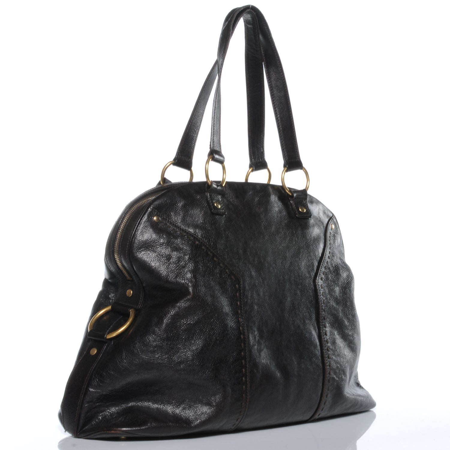 Saint Laurent Leather Oversized Muse Dark Brown 3 of 9