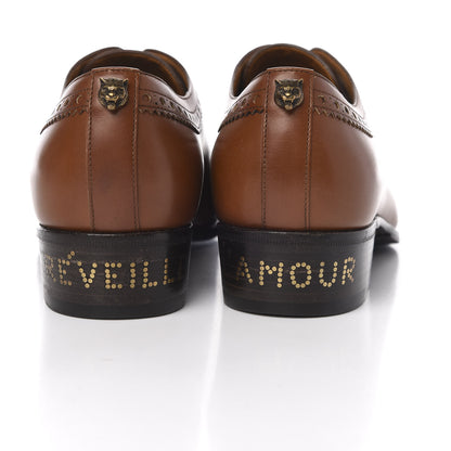 Gucci Waxed Calfskin Mens Reveille Amour Brogue Lace-Up Oxfords 8 Brown 9 of 9