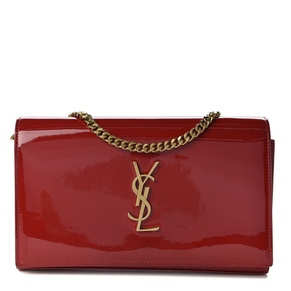 Saint Laurent Patent Calfskin Monogram Kate Wallet On Chain Red 1 of 8