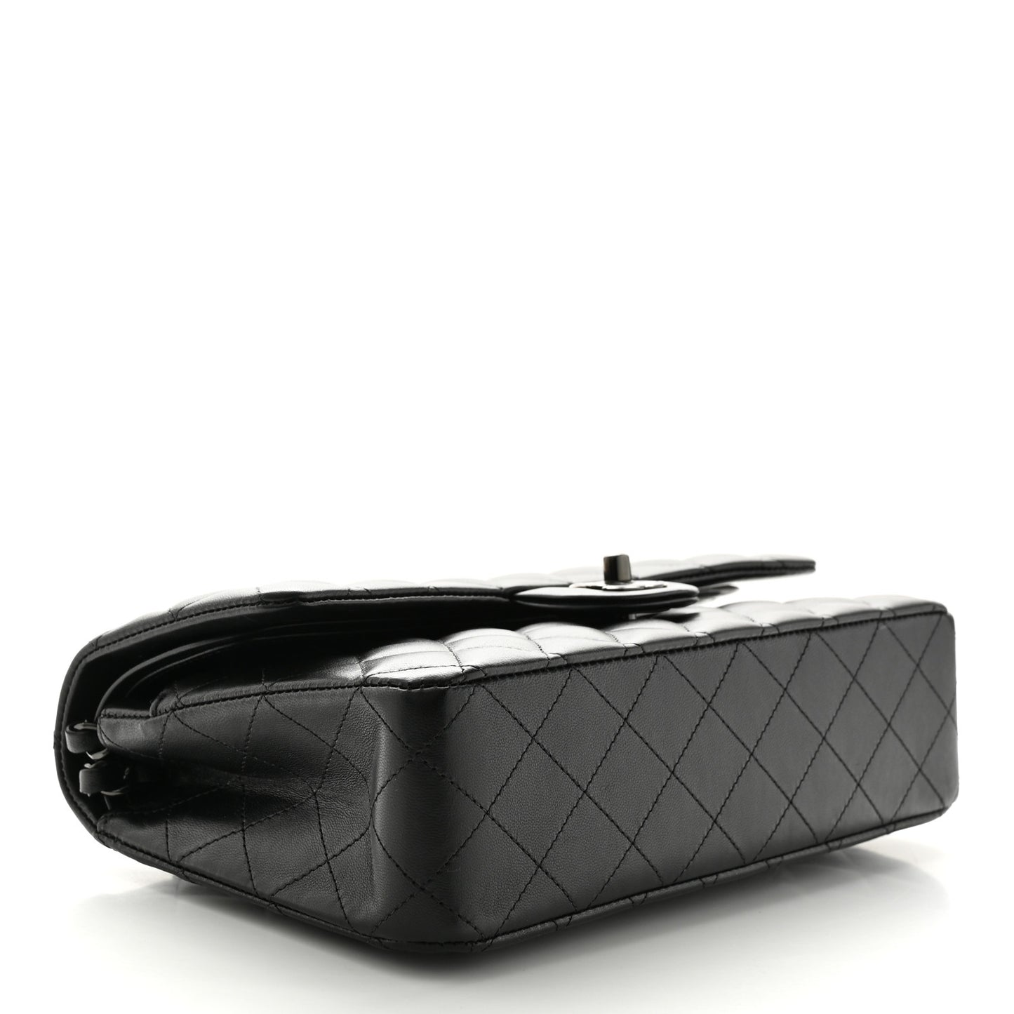 Lambskin Quilted Medium Double Flap So Black