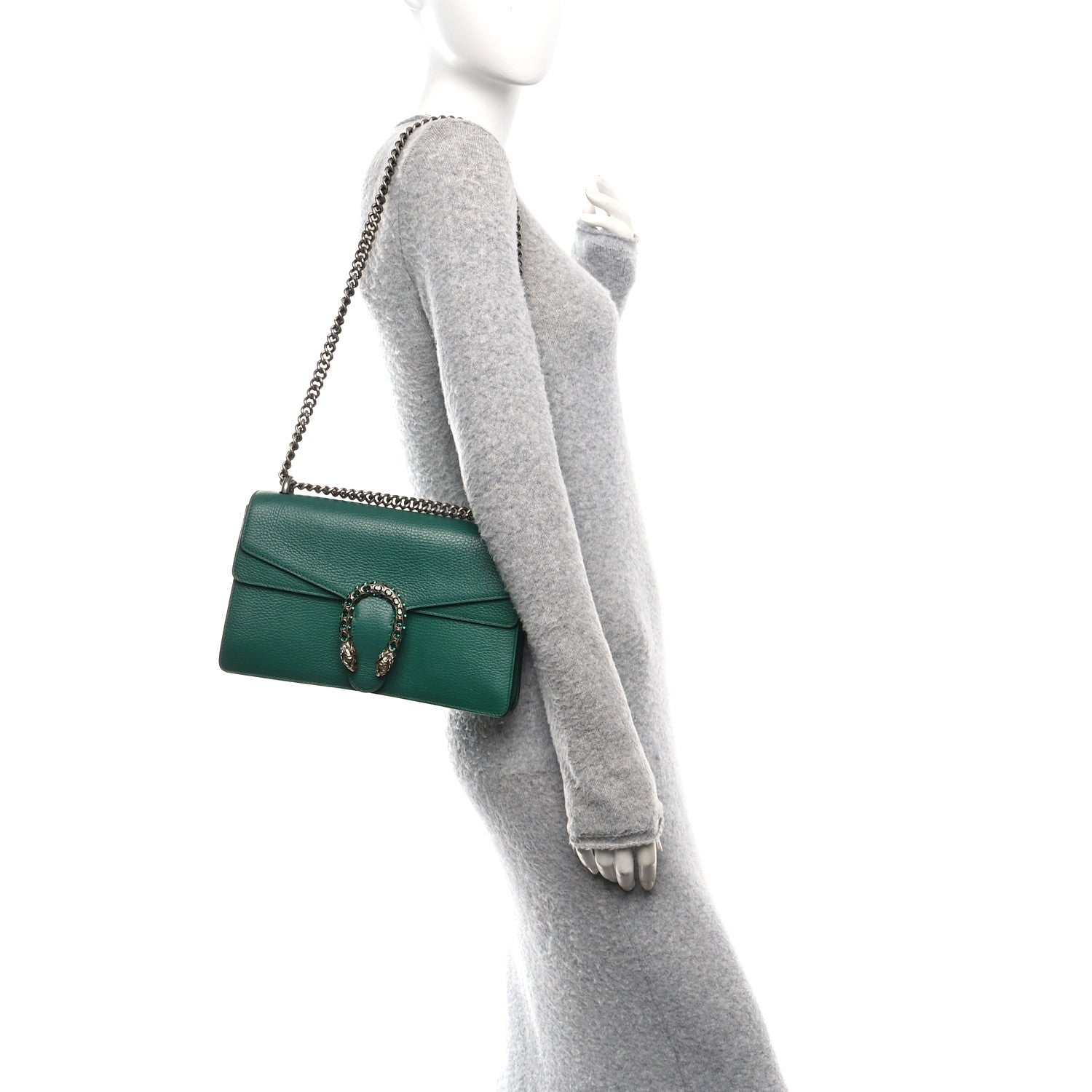 Gucci Dollar Calfskin Crystal Small Dionysus Shoulder Bag Emerald 2 of 12