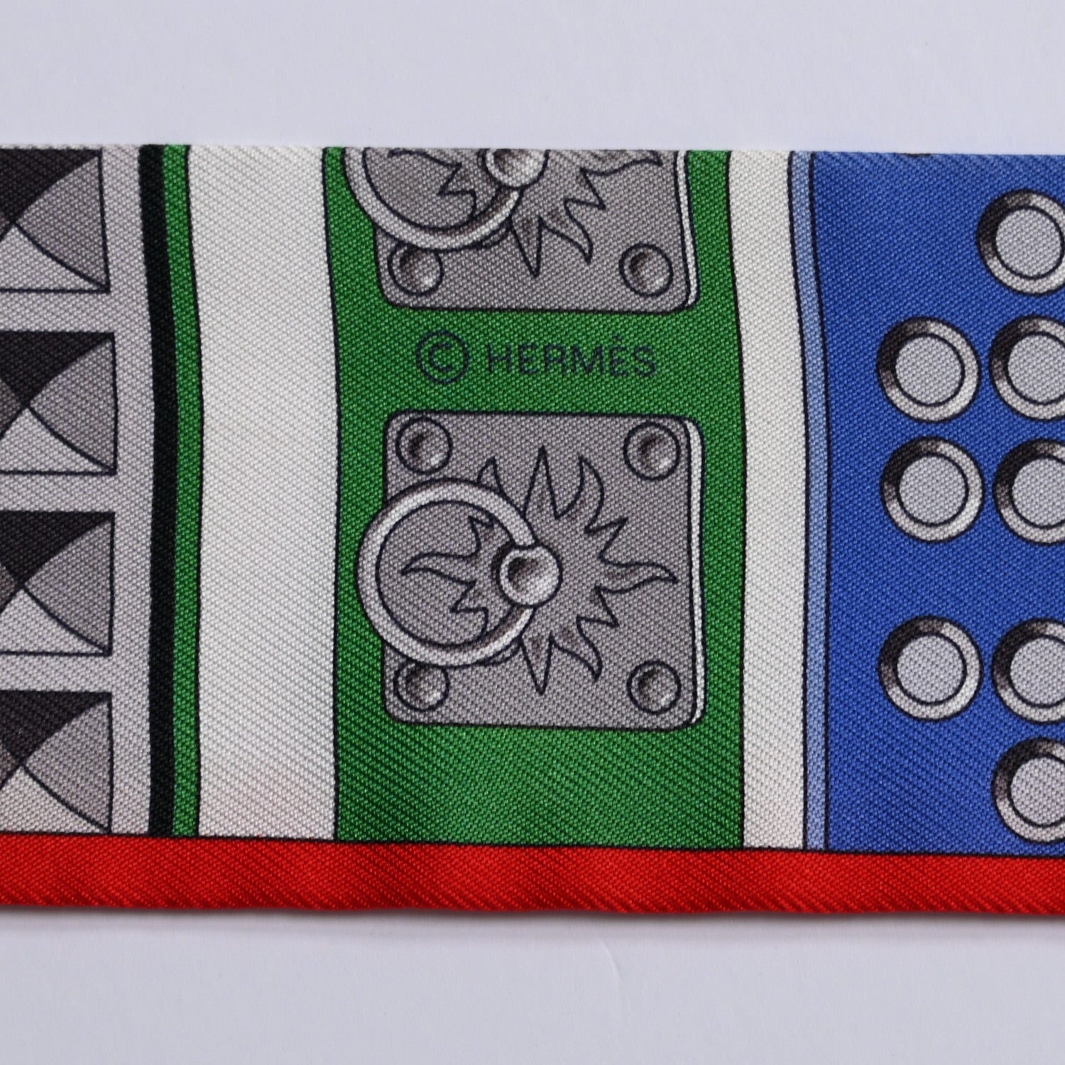 Hermes Silk Colliers de Chiens Twilly Rouge Vif Bleu Vert 4 of 4