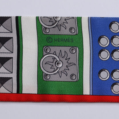 Hermes Silk Colliers de Chiens Twilly Rouge Vif Bleu Vert 4 of 4