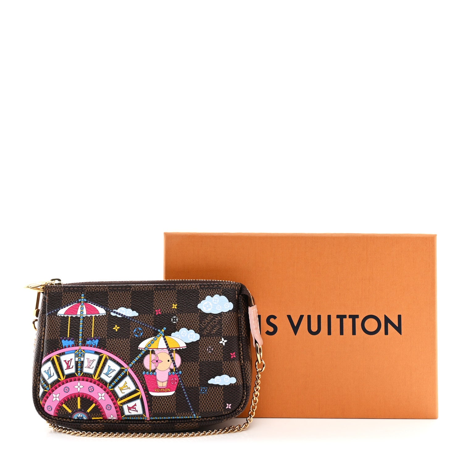 Louis Vuitton Damier Ebene 2020 Christmas Animation Big Wheel Mini Pochette Accessories Rose Ballerine 8 of 8