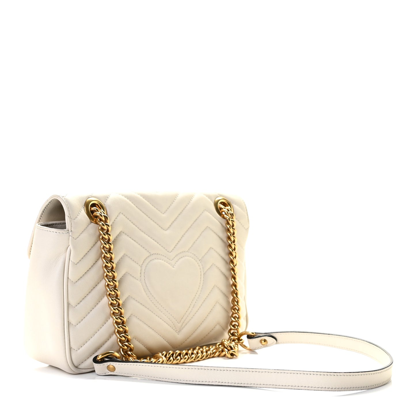 Calfskin Matelasse Small GG Marmont Shoulder Bag White