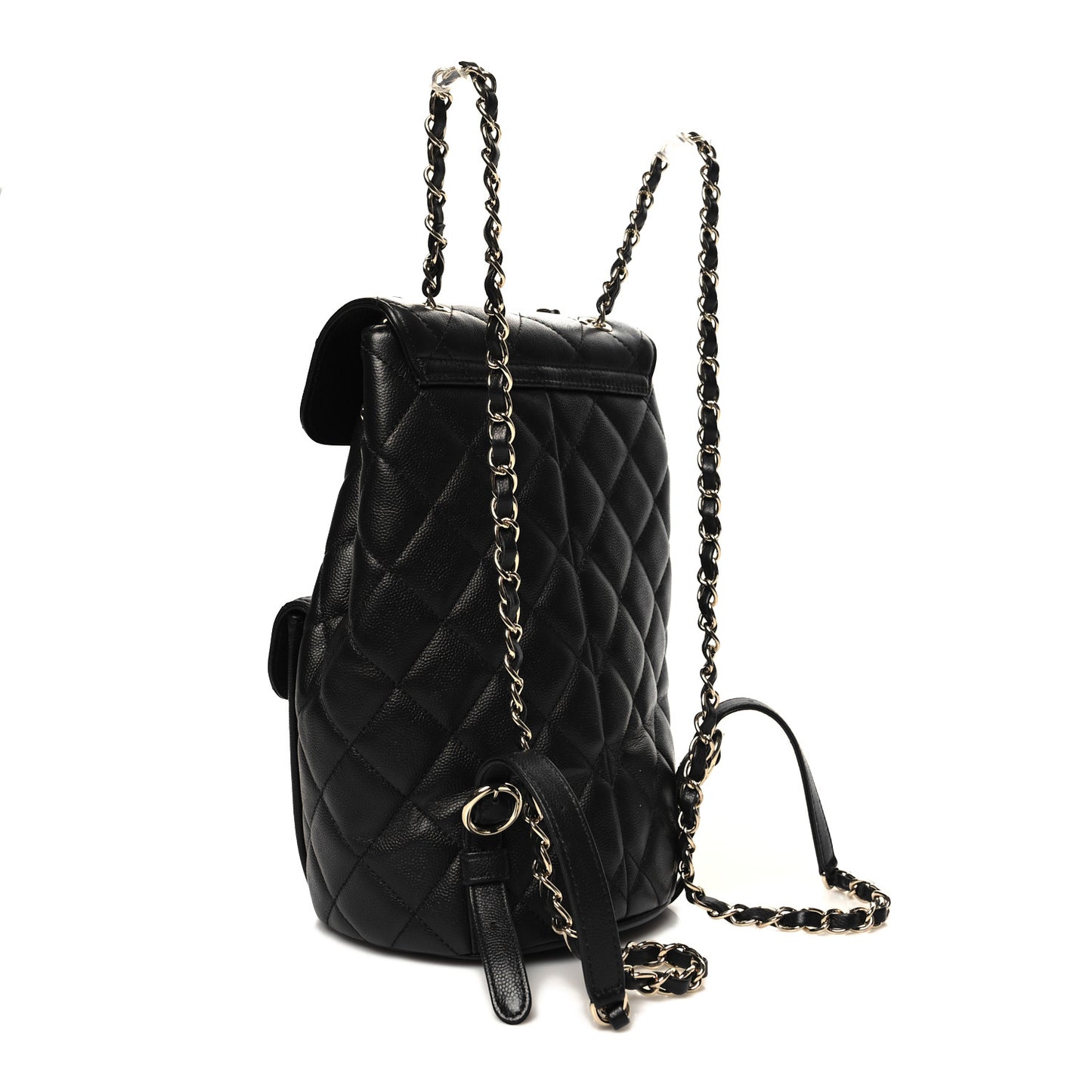Caviar Quilted Pockets Backpack Black