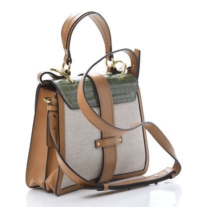 Chloe Calfskin Crocodile Embossed Canvas Small Aby Day Shoulder Bag Misty Forest 3 of 10