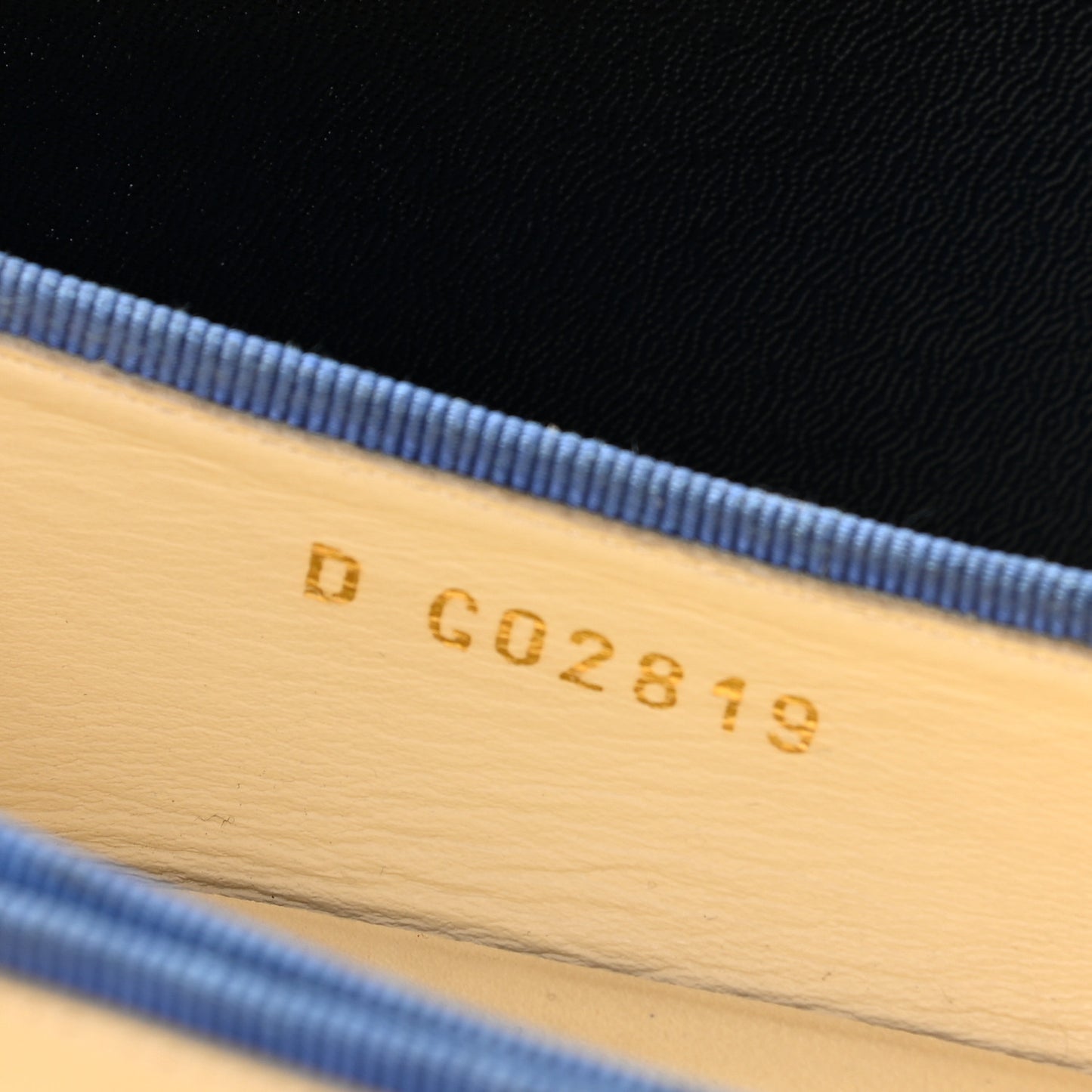 Patent Calfskin CC Cap Toe Ballerina Flats 35.5 Blue