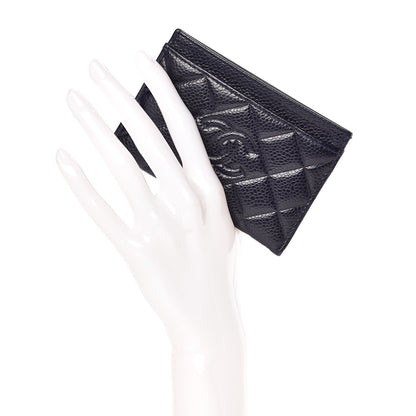 Chanel Caviar Quilted Diamond CC Card Holder Dark Navy 2 of 13