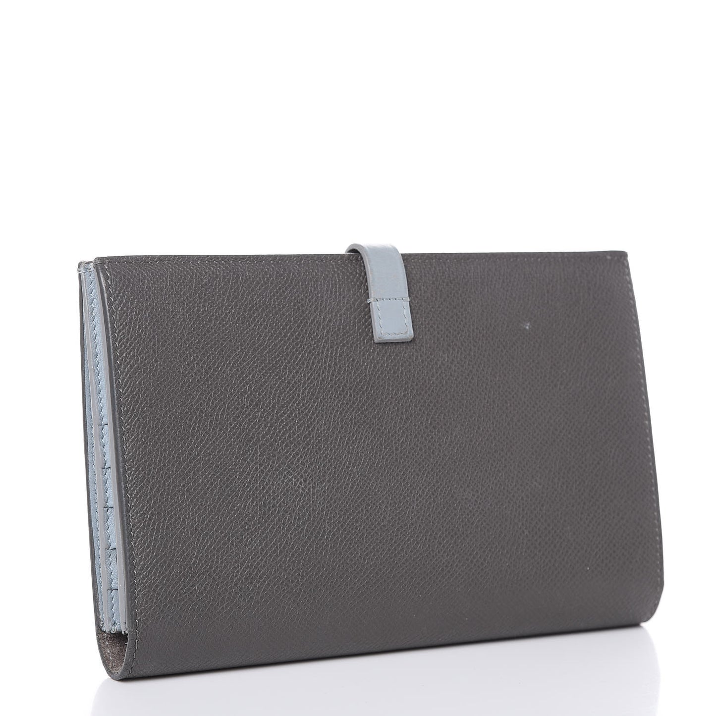 Grained Calfskin Large Multifunction Strap Wallet Pebble Mineral