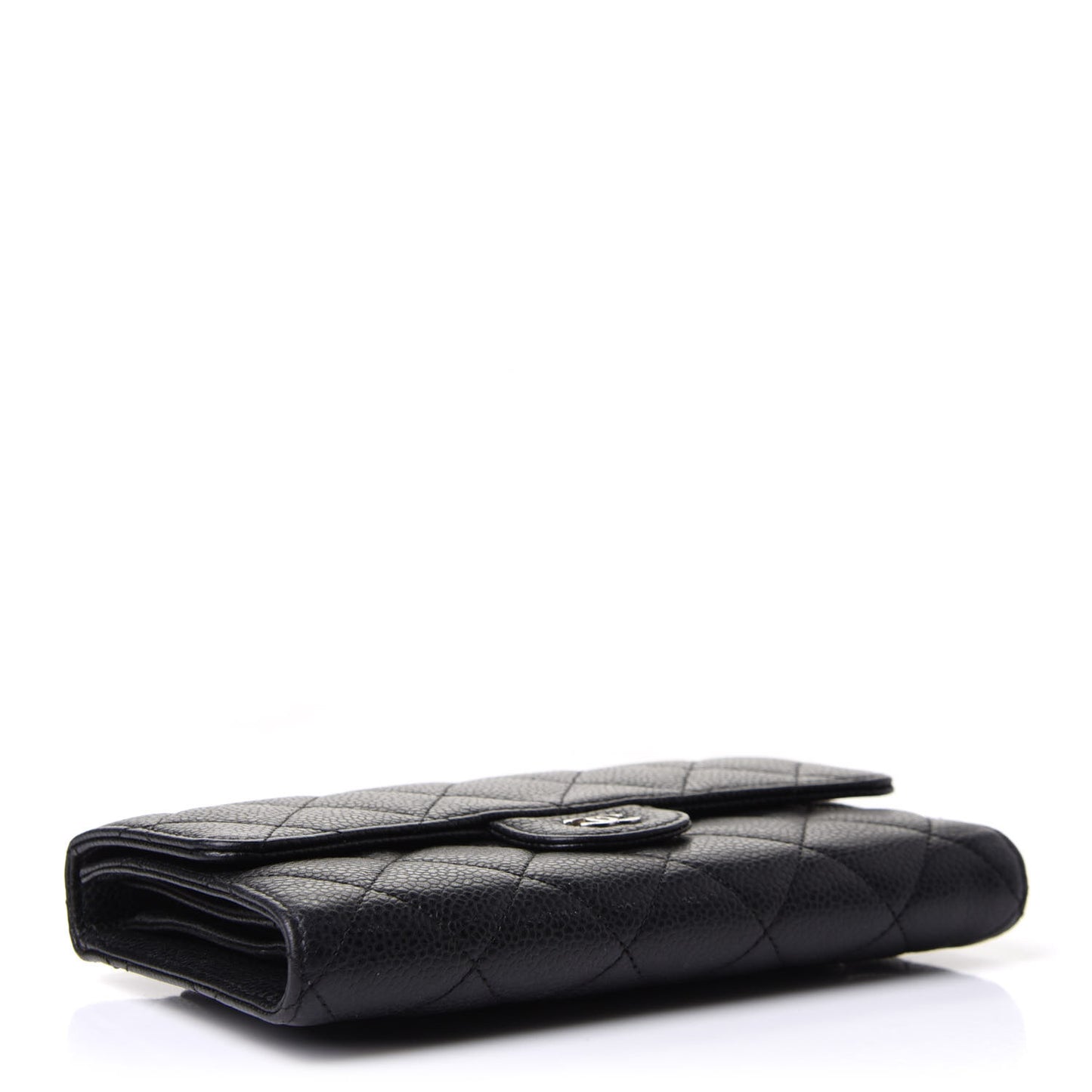 Caviar Quilted Large Flap Wallet Black