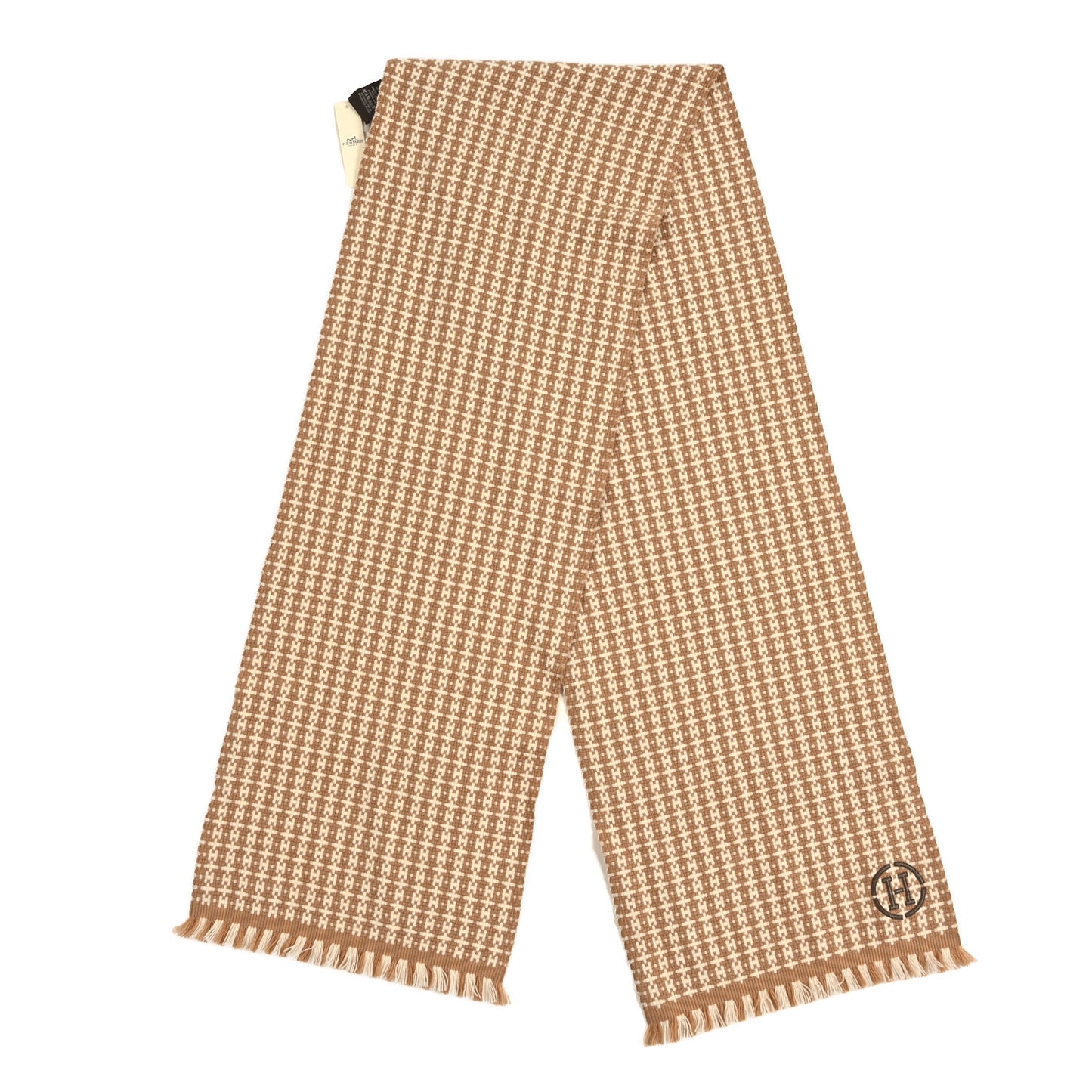 Cashmere Graphique H Muffler Camel White
