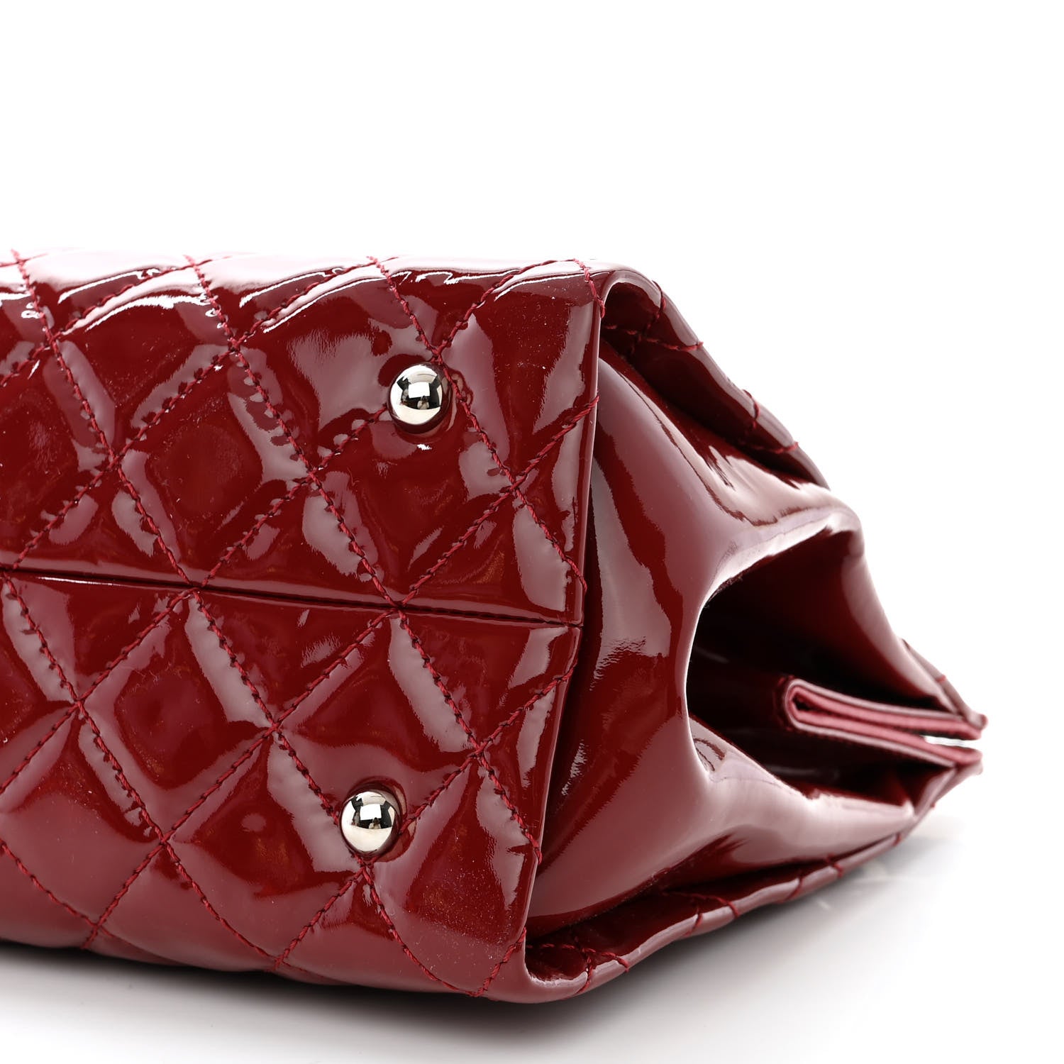 Chanel Patent Quilted Timeless CC Shopping Tote Red 10 of 13