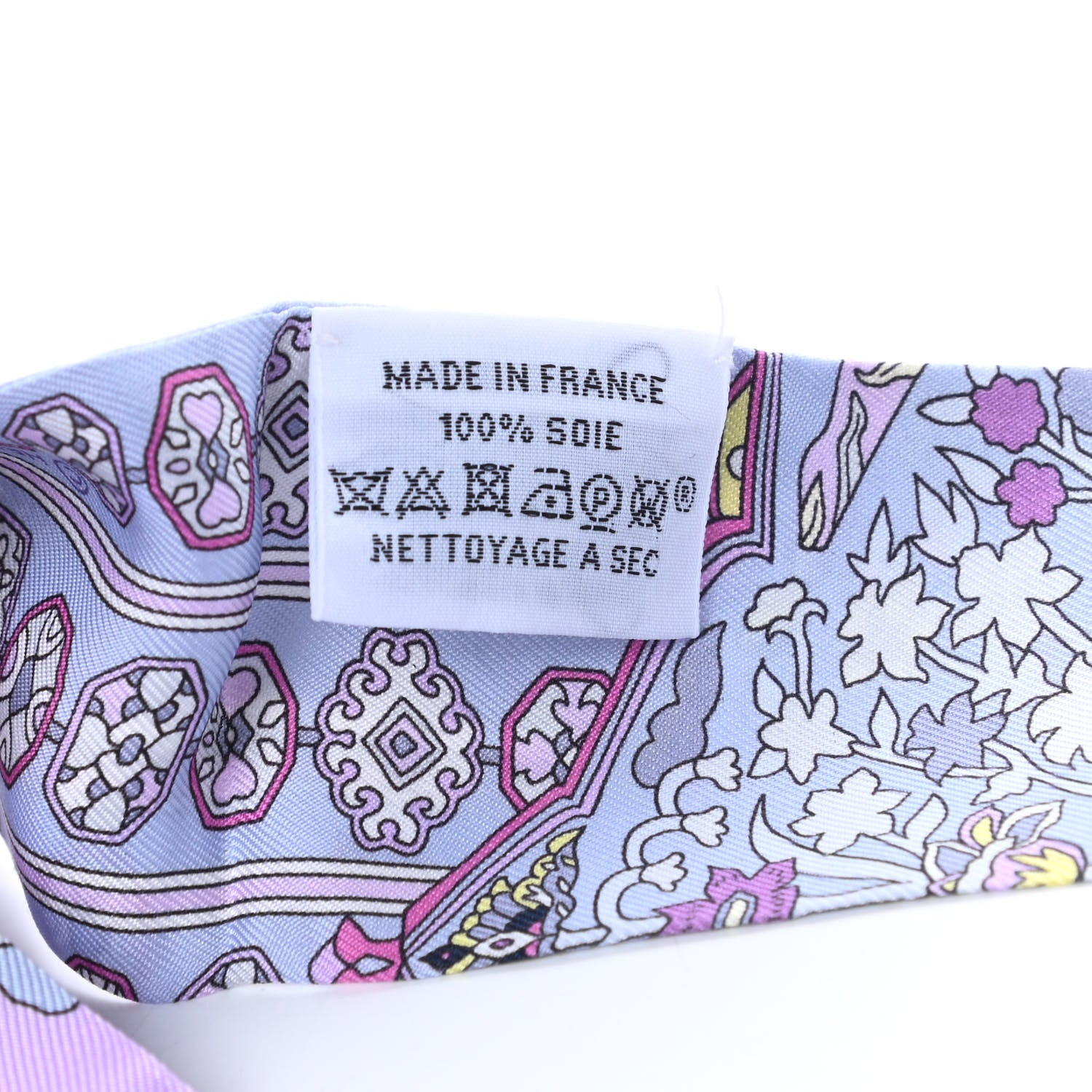 Hermes Silk Tapis Persans Twilly Rose Gris Bleuete Jaune Soufre 2 of 5