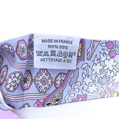 Hermes Silk Tapis Persans Twilly Rose Gris Bleuete Jaune Soufre 2 of 5