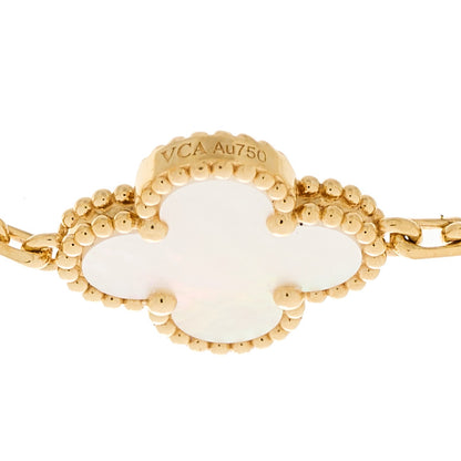Van Cleef & Arpels 18K Yellow Gold Mother of Pearl 5 Motifs Vintage Alhambra Bracelet 3 of 5