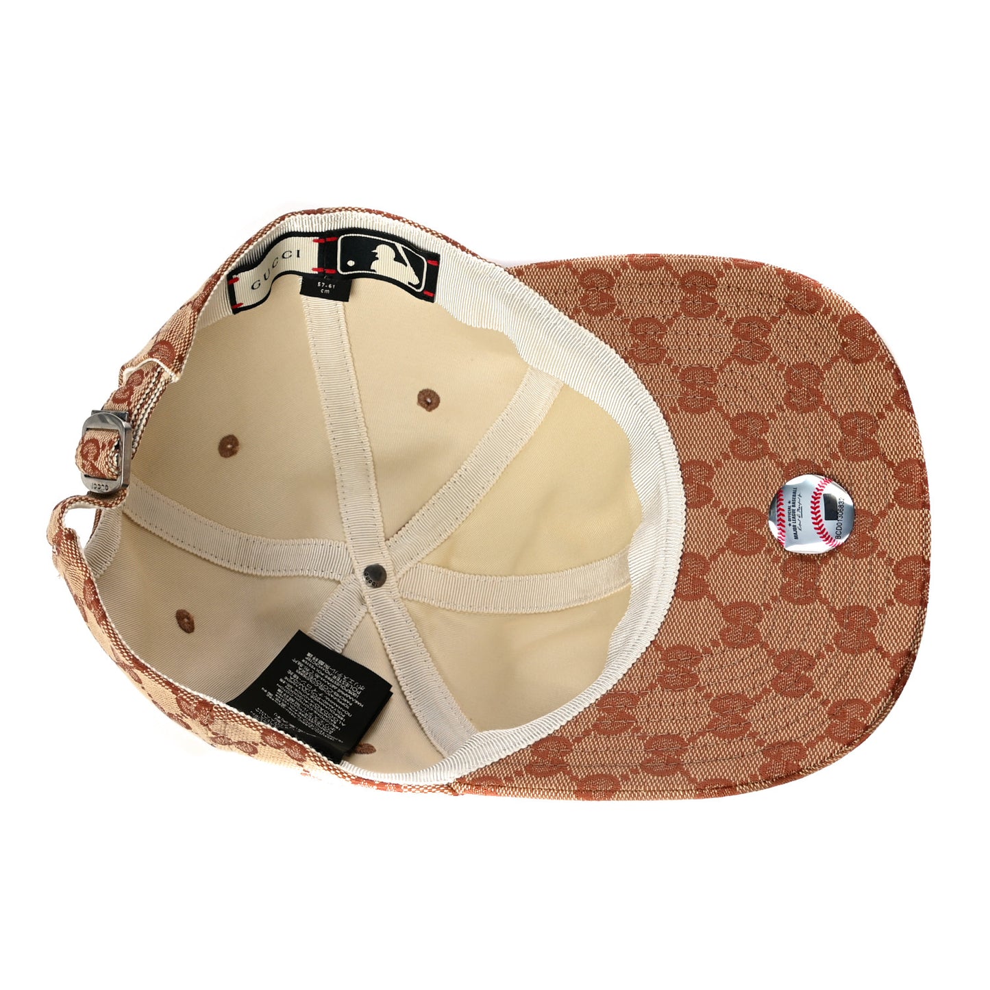 X MLB Monogram NY Yankees Baseball Hat 57-61 Beige Ruggine