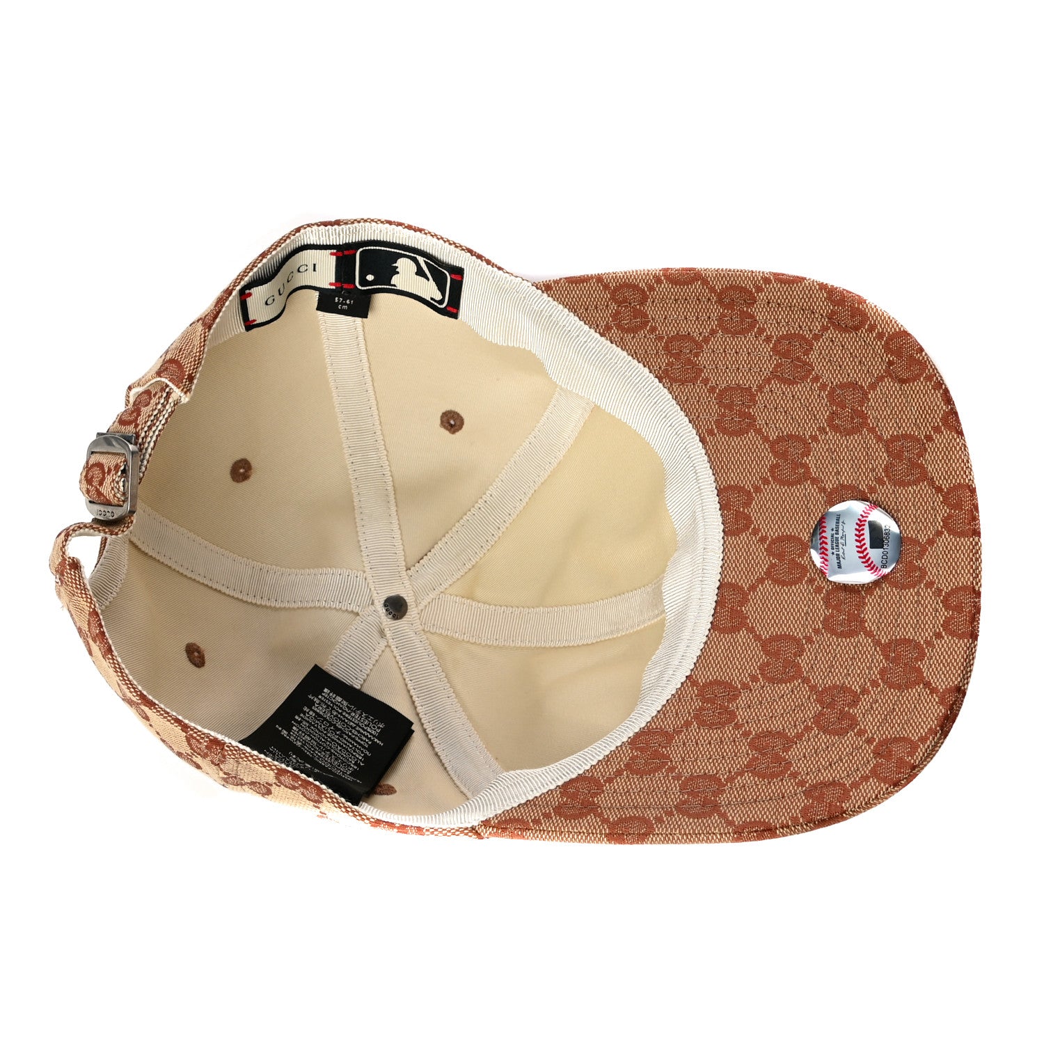 Gucci X MLB Monogram NY Yankees Baseball Hat 57-61 Beige Ruggine 4 of 6