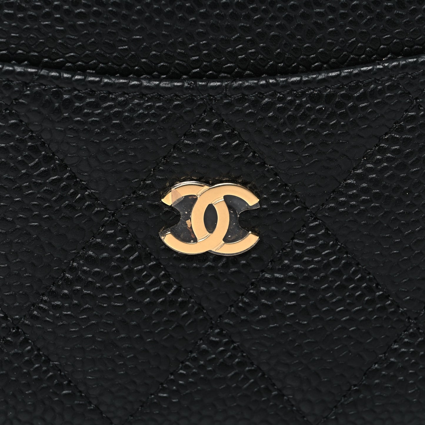 Caviar Quilted Card Holder Black