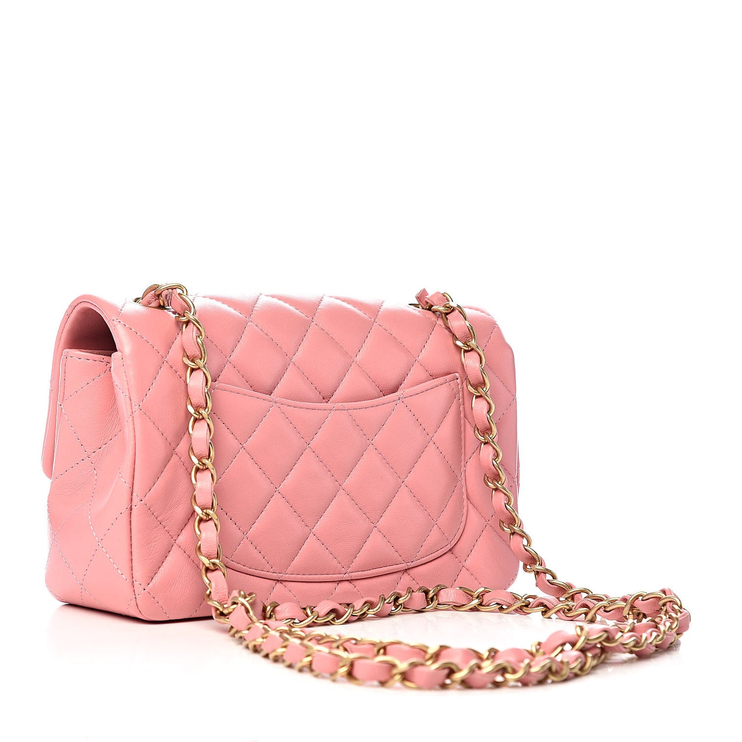 Lambskin Quilted Mini Rectangular Flap Pink