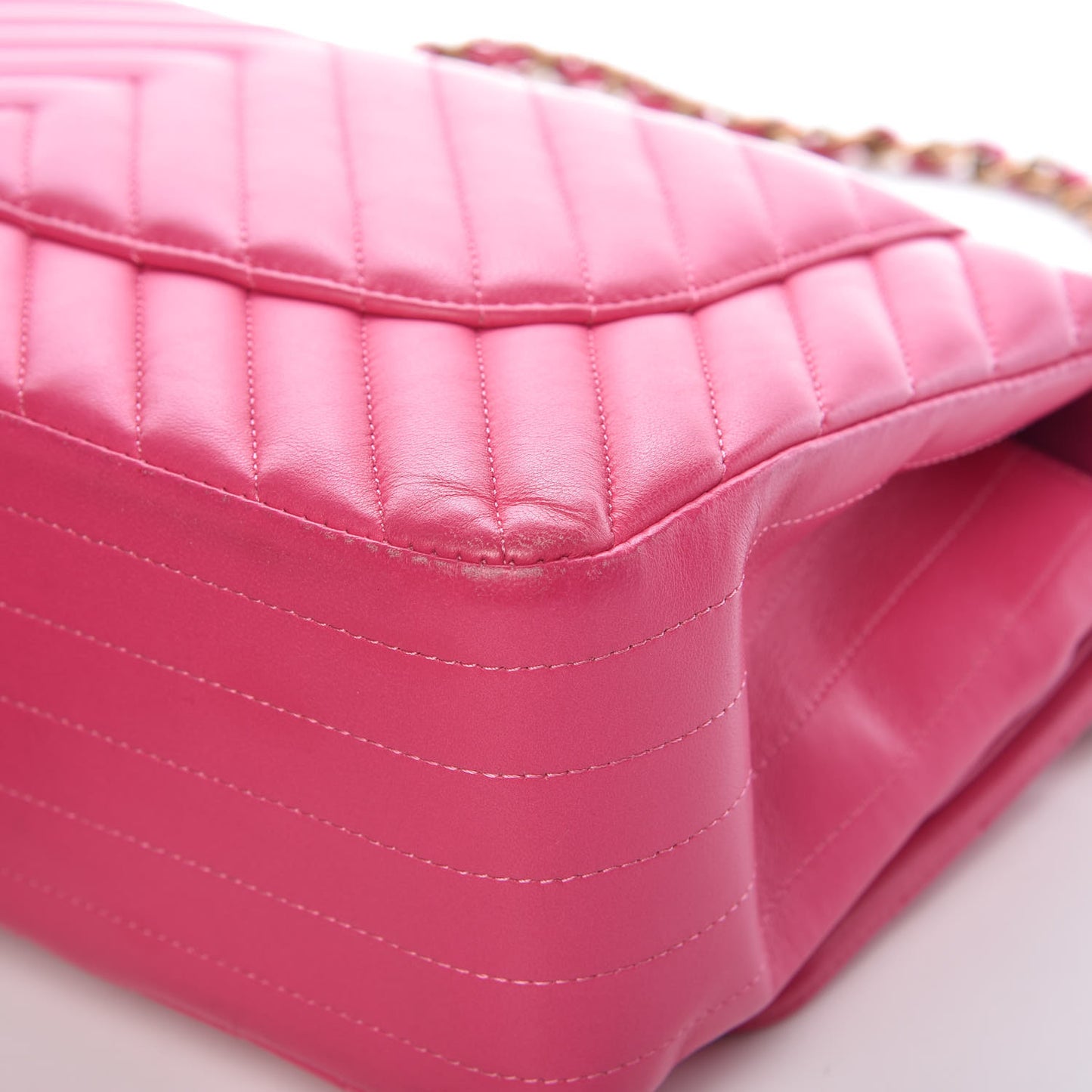 Lambskin Chevron Quilted Jumbo Double Flap Pink