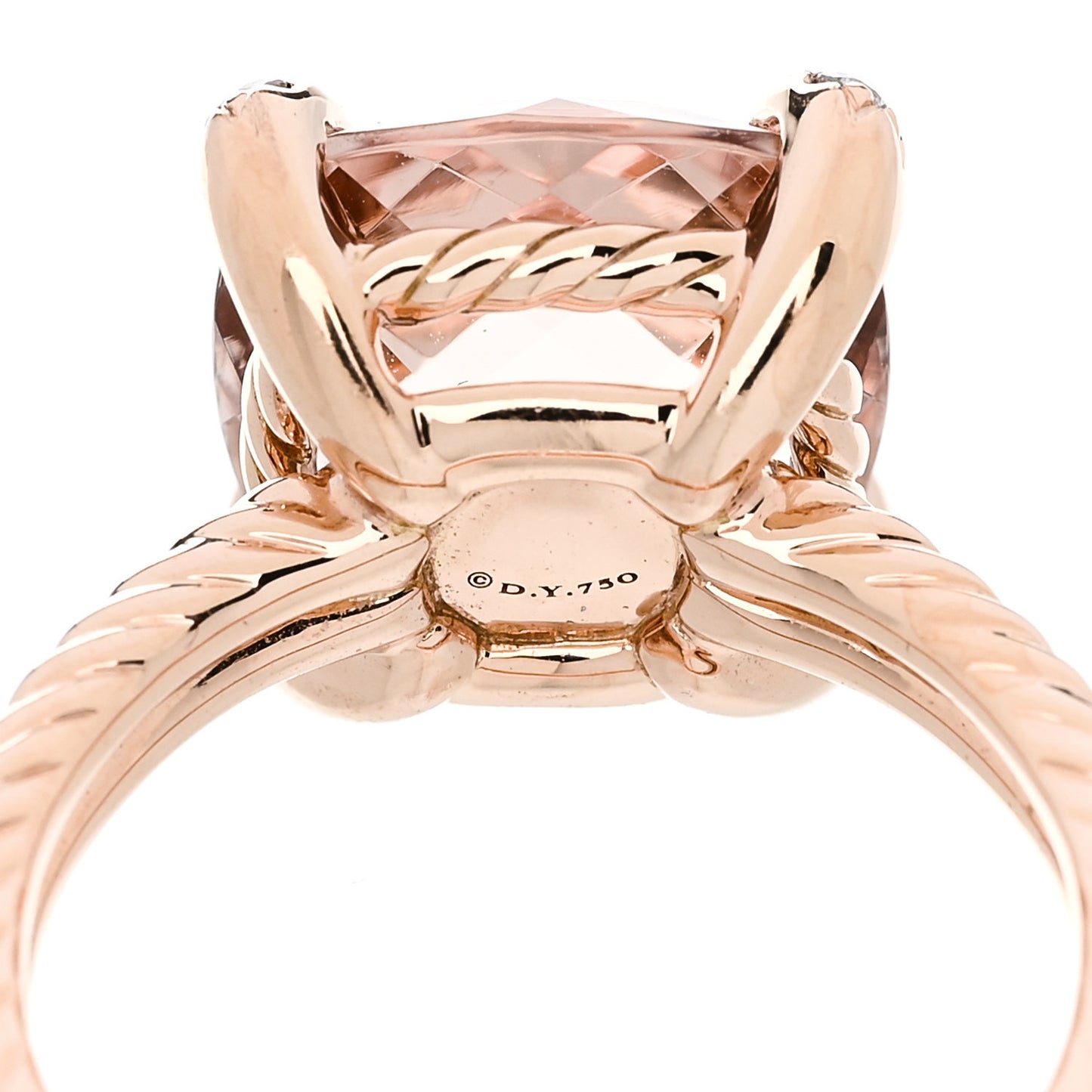 18K Rose Gold Diamond Morganite 11mm Chatelaine Ring 52 6