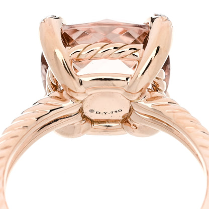David Yurman 18K Rose Gold Diamond Morganite 11mm Chatelaine Ring 52 6 5 of 5