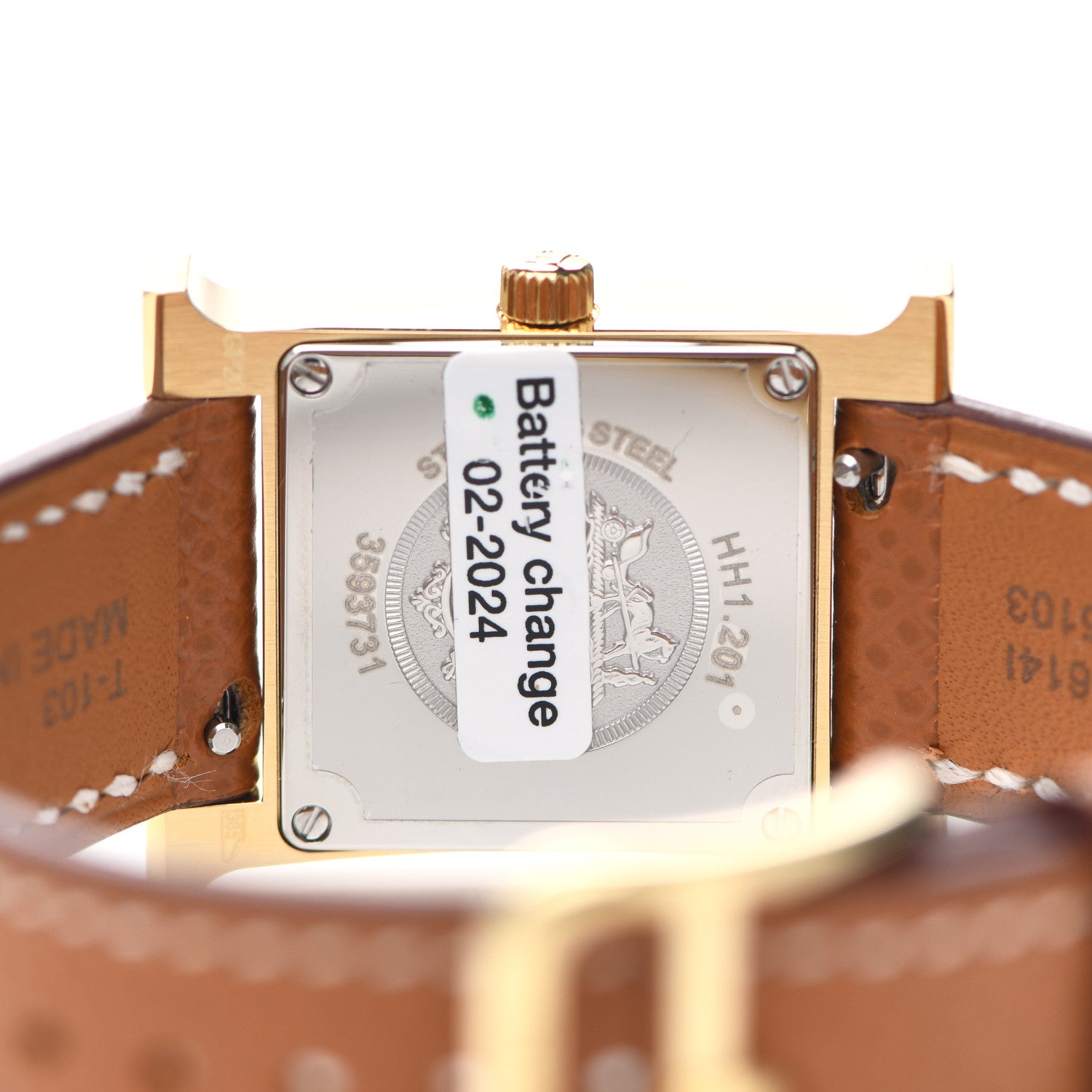 Hermes Stainless Steel Epsom 21mm Heure H Hour Quartz Watch Gold 4 of 5